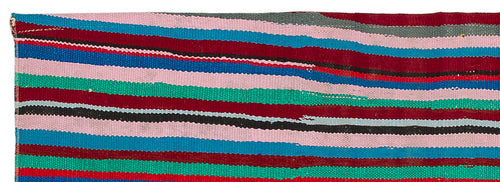 Girit Red Striped Wool Handmade Area Rug 1'10" x 5'1"