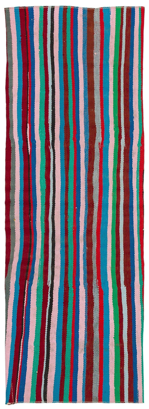 Girit Red Striped Wool Handmade Area Rug 1'10" x 5'1"