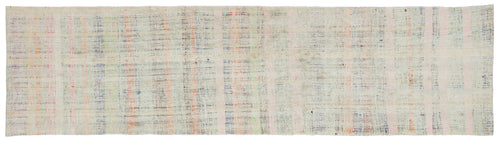 Girit Beige Striped Wool Handmade Area Rug 2'7" x 9'7"