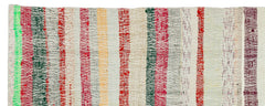 Girit Beige Striped Wool Handmade Area Rug 2'11" x 7'5"