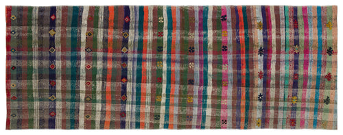 Girit Brown Striped Wool Handmade Area Rug 2'8" x 7'3"