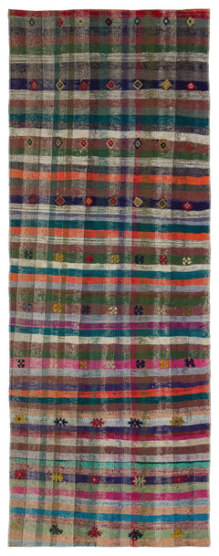 Girit Brown Striped Wool Handmade Area Rug 2'8" x 7'3"