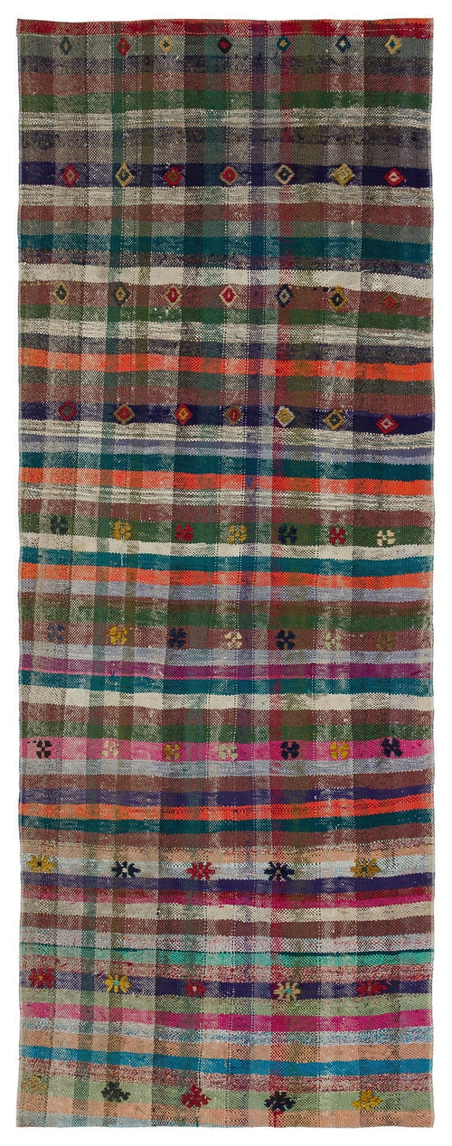 Girit Brown Striped Wool Handmade Area Rug 2'8" x 7'3"