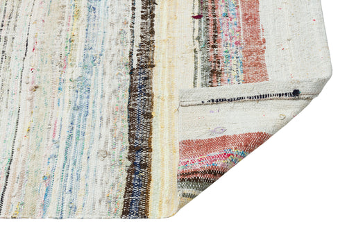 Girit Beige Striped Wool Handmade Area Rug 2'11" x 8'1"