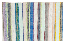 Girit Beige Striped Wool Handmade Area Rug 6'5" x 10'1"