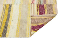Girit Yellow Striped Wool Handmade Area Rug 5'6" x 5'6"