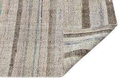Girit Beige Striped Wool Handmade Area Rug 2'0" x 5'9"