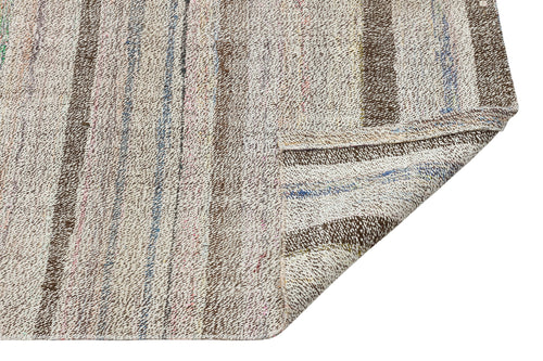 Girit Beige Striped Wool Handmade Area Rug 2'0" x 5'9"