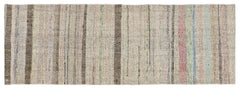 Girit Beige Striped Wool Handmade Area Rug 2'0" x 5'9"