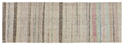 Girit Beige Striped Wool Handmade Area Rug 2'0" x 5'9"