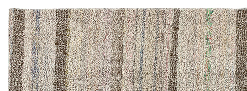 Girit Beige Striped Wool Handmade Area Rug 2'0" x 5'9"