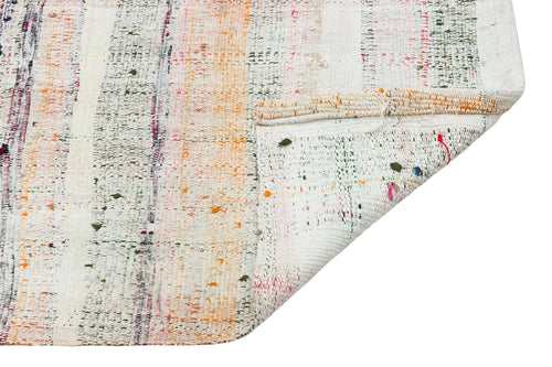 Girit Beige Striped Wool Handmade Area Rug 2'11" x 6'1"