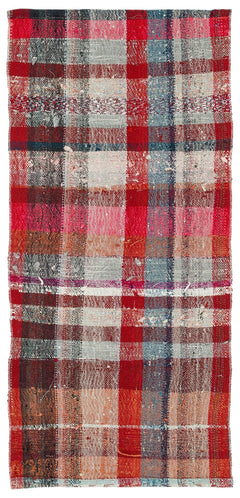 Girit Red Striped Wool Handmade Area Rug 2'4" x 4'11"