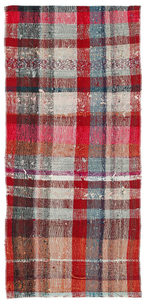 Girit Red Striped Wool Handmade Area Rug 2'4" x 4'11"