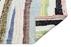 Girit Beige Striped Wool Handmade Area Rug 6'4" x 9'2"