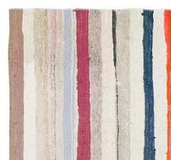 Girit Beige Striped Wool Handmade Area Rug 3'8" x 3'10"