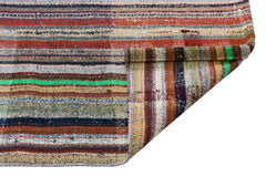 Girit Beige Striped Wool Handmade Area Rug 6'5" x 9'3"