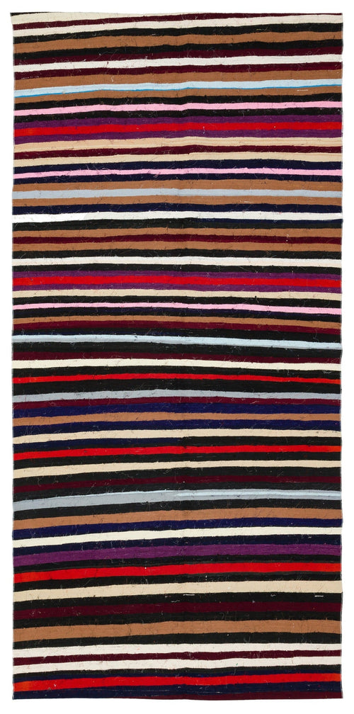 Girit Multy Striped Wool Handmade Area Rug 5'0" x 10'2"