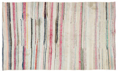 Girit Beige Striped Wool Handmade Area Rug 5'5" x 9'0"