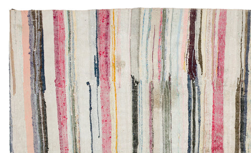 Girit Beige Striped Wool Handmade Area Rug 5'5" x 9'0"