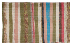 Girit Beige Striped Wool Handmade Area Rug 6'6" x 10'6"
