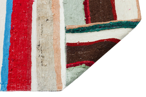 Girit Multy Striped Wool Handmade Area Rug 7'1" x 6'2"