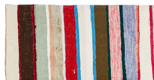 Girit Multy Striped Wool Handmade Area Rug 7'1" x 6'2"