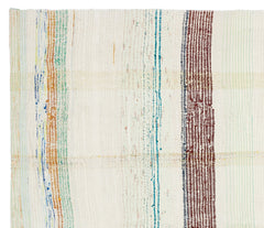 Girit Beige Striped Wool Handmade Area Rug 5'8" x 6'7"