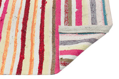 Girit Beige Striped Wool Handmade Area Rug 2'1" x 9'5"