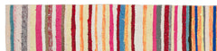 Girit Beige Striped Wool Handmade Area Rug 2'1" x 9'5"