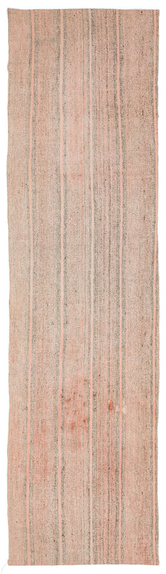 Girit Beige Striped Wool Handmade Area Rug 2'9" x 10'7"