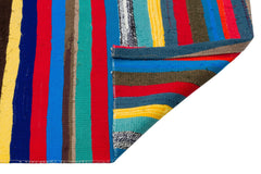 Girit Beige Striped Wool Handmade Area Rug 6'9" x 11'5"