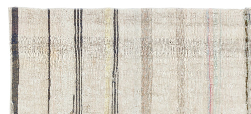 Girit Beige Striped Wool Handmade Area Rug 3'2" x 7'2"