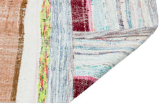 Girit Beige Striped Wool Handmade Area Rug 4'9" x 8'10"