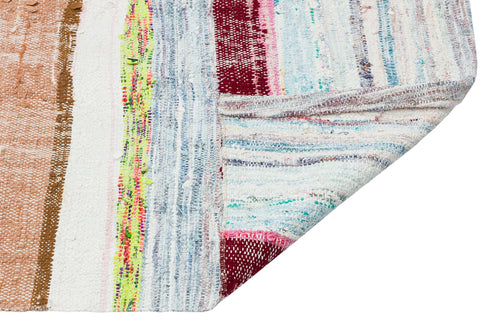 Girit Beige Striped Wool Handmade Area Rug 4'9" x 8'10"