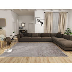 Brown Striped Area Rug – Machine Made Flatweave Carpet for Living Room Comfort