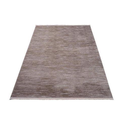 Brown Striped Area Rug – Machine Made Flatweave Carpet for Living Room Comfort