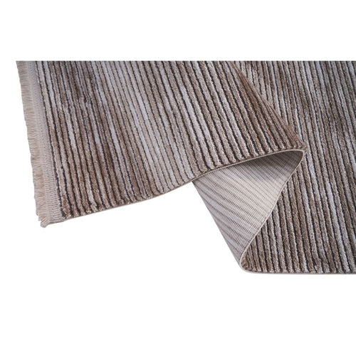 Brown Striped Area Rug – Machine Made Flatweave Carpet for Living Room Comfort