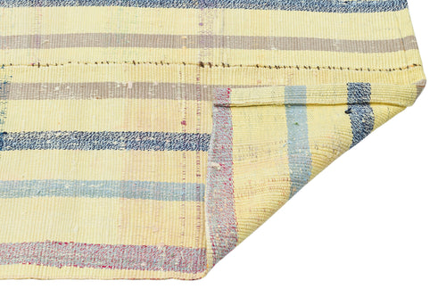 Girit Yellow Striped Wool Handmade Area Rug 4'2" x 6'9"
