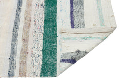 Girit Beige Striped Wool Handmade Area Rug 6'4" x 5'10"