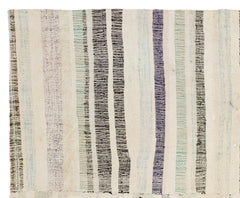 Girit Beige Striped Wool Handmade Area Rug 5'4" x 8'9"