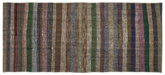 Girit Brown Striped Wool Handmade Area Rug 3'1" x 6'9"