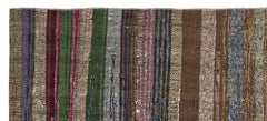 Girit Brown Striped Wool Handmade Area Rug 3'1" x 6'9"