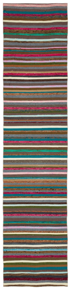 Girit Multy Striped Wool Handmade Area Rug 2'7" x 11'2"