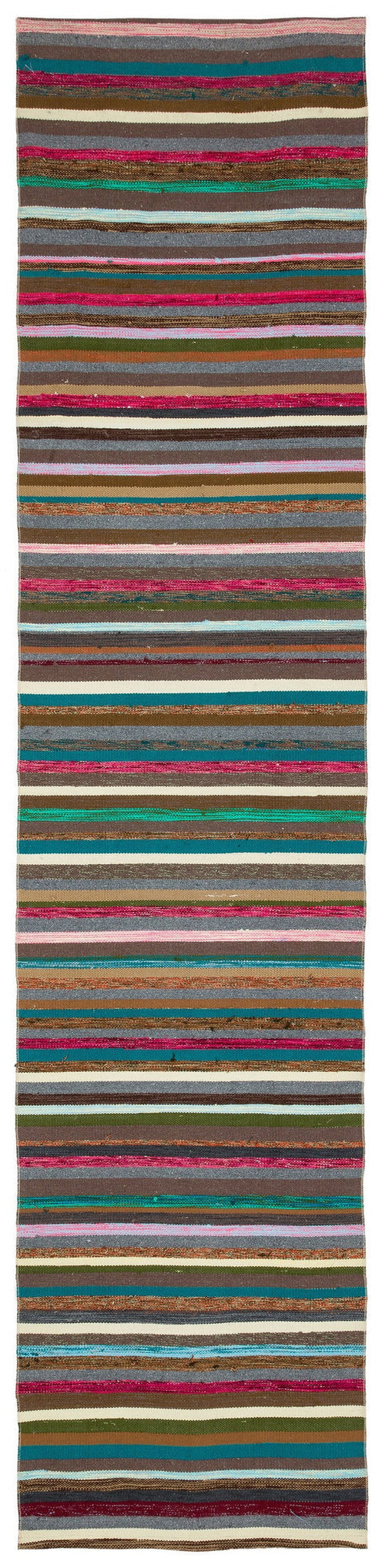 Girit Multy Striped Wool Handmade Area Rug 2'7" x 11'2"