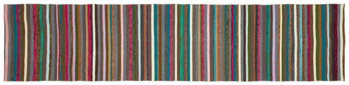Girit Multy Striped Wool Handmade Area Rug 2'7" x 11'2"