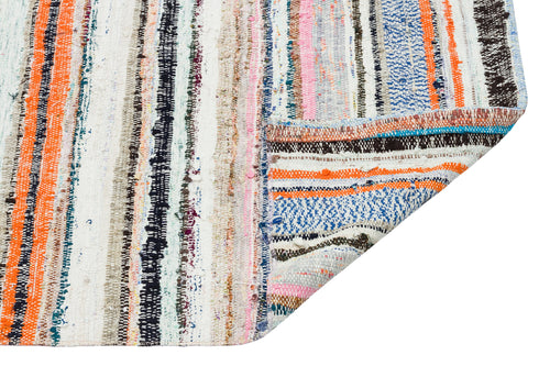 Girit Beige Striped Wool Handmade Area Rug 2'9" x 7'1"