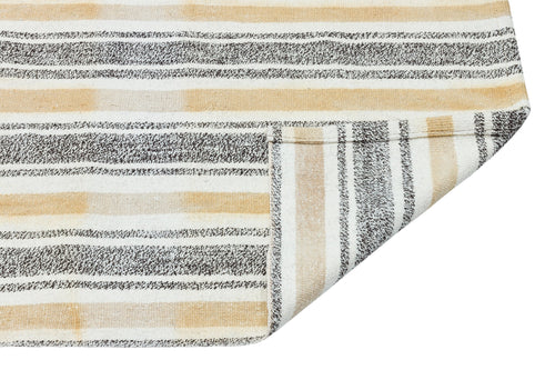Girit Beige Striped Wool Handmade Area Rug 2'3" x 7'9"