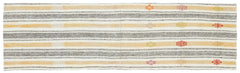 Girit Beige Striped Wool Handmade Area Rug 2'3" x 7'9"