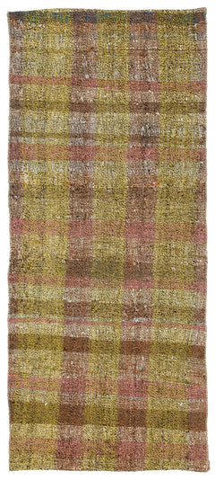 Girit Yellow Striped Wool Handmade Area Rug 2'7" x 6'0"